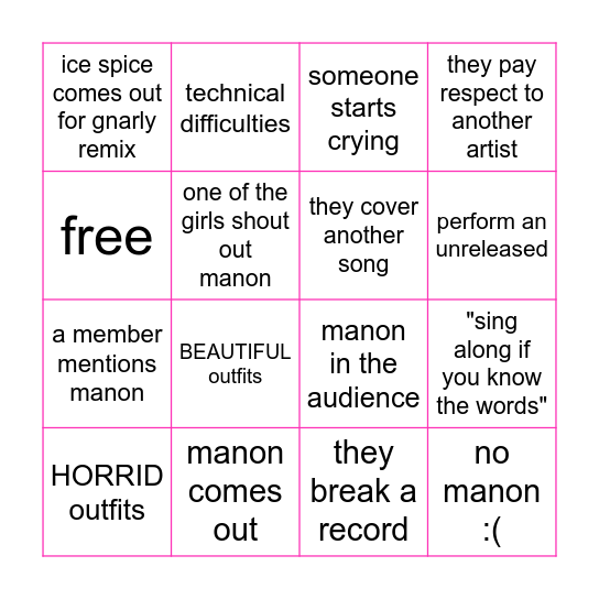katschella Bingo Card