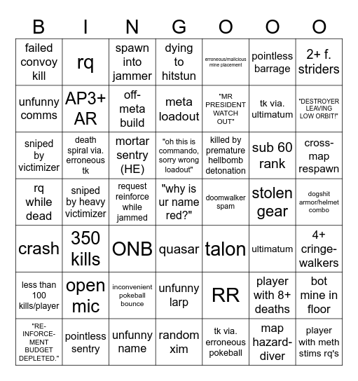 HELLDIVERS BINGO (BOTS) Bingo Card