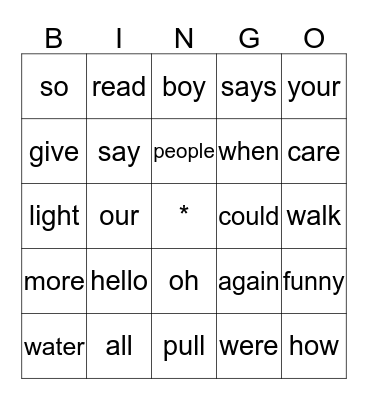 Unit 3 Sight Words Bingo Card