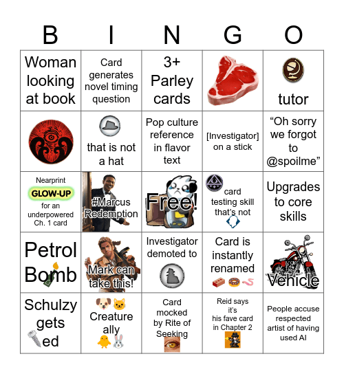 Investigator Decks Preview Season Bingo Card