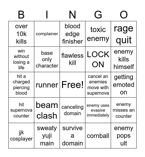chosoBingo Card