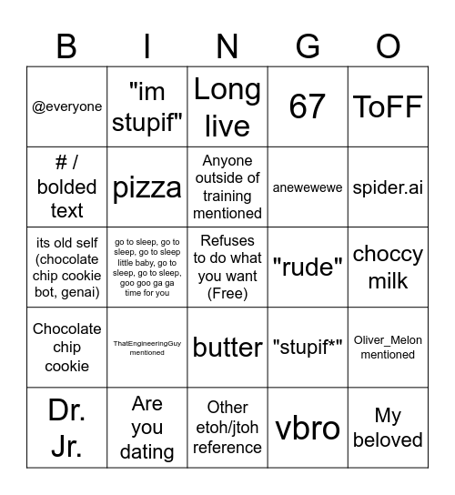 Stupif Session Bingo Card