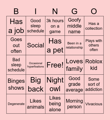 Fun Bingo Sheet Bingo Card