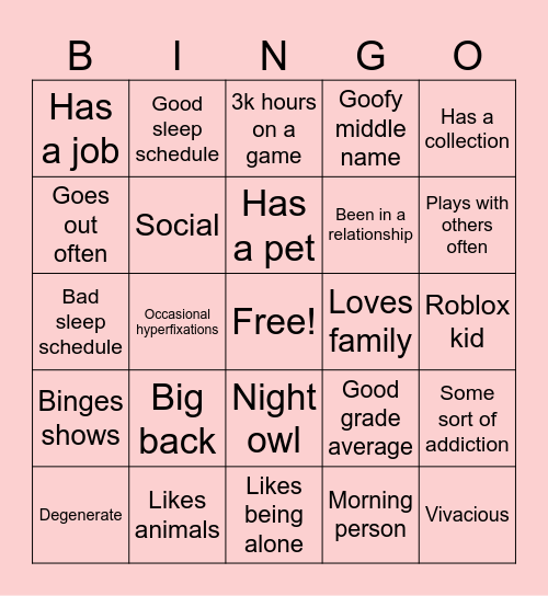 Fun Bingo Sheet Bingo Card
