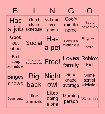 Fun Bingo Card