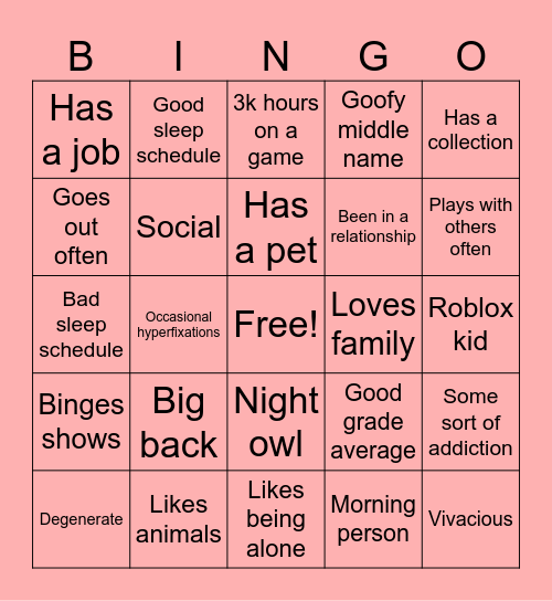 Fun Bingo Card