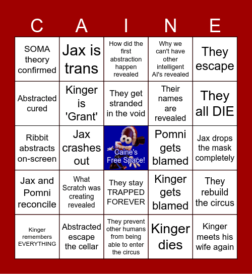 TADC Episode 9 Bingo Card