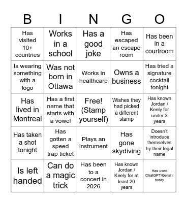 Birthday Bash Bingo Card