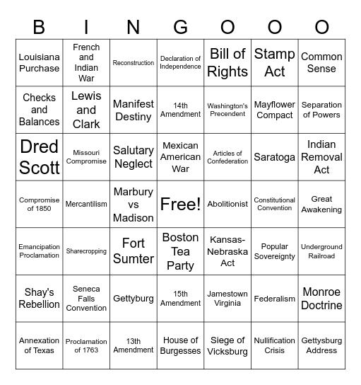 STAAR Review #3...7x7 Bingo Card