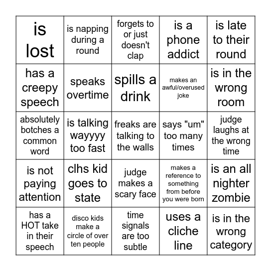 sections (SOMEONE ELSE...) Bingo Card