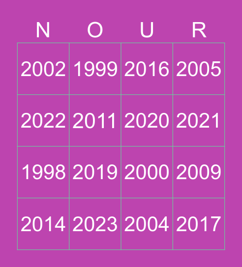 Cumple 32 de Nour Bingo Card