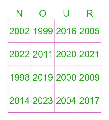 Cumple 32 de Nour Bingo Card