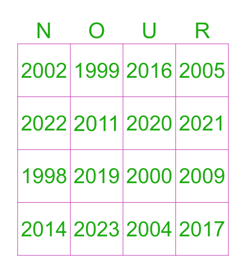 Cumple 32 de Nour Bingo Card