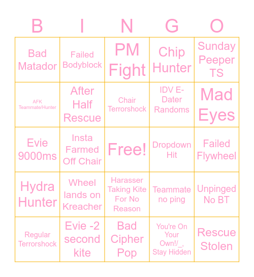 Identity V Bingo Card