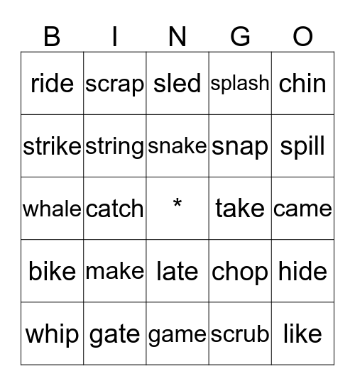 Unit 3 Spelling Words Bingo Card