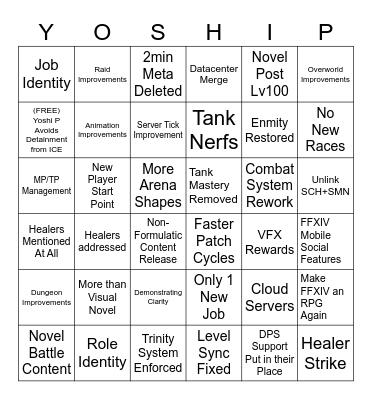 Yoshi P Will Make My Dreams Come True Bingo Card