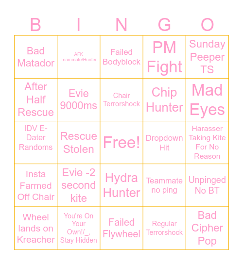 Identity V Bingo Card