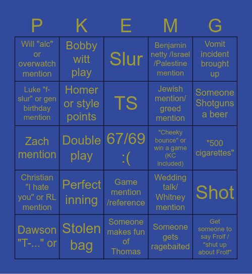 Friend Bingo Card