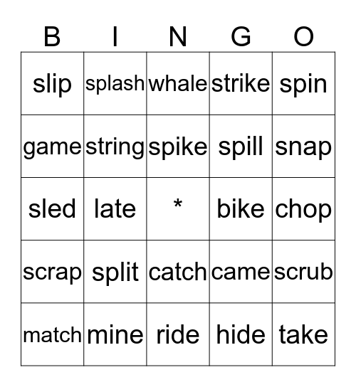 Unit 3 Spelling Words Bingo Card