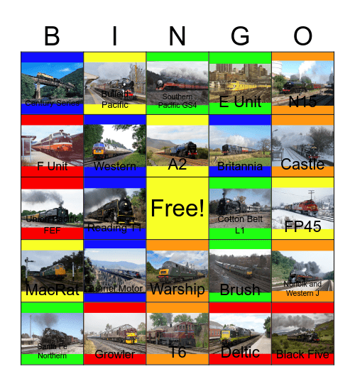 Train Sheds that I would like to paint one day Bingo Card