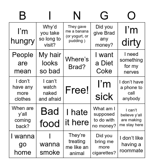 Complaining Kathy Bingo Card