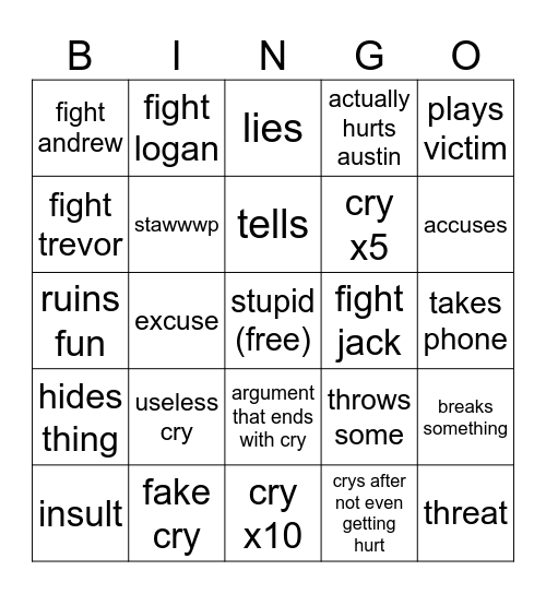 austin bingo Card