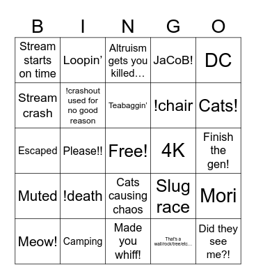 DBD BINGO Card