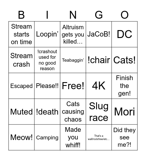 DBD BINGO Card