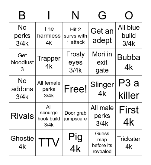 Killer Bingo Card