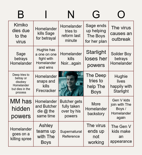 The Boys S5 Guesses! Bingo Card