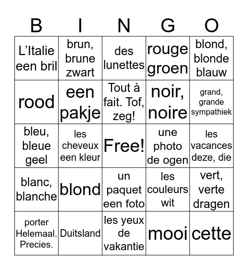 Contact 8 Bingo Card