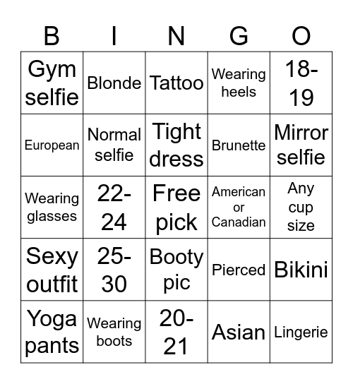 Sexy Bingo Card