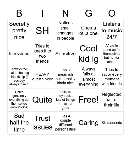 Do you relate to me Bingo Card