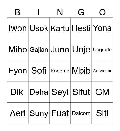 STELLA Bingo Card