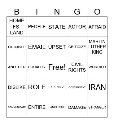 ASL Vocabulary (DM) Bingo Card