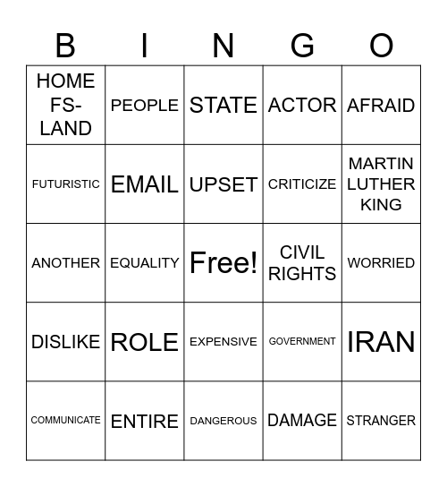 ASL Vocabulary (DM) Bingo Card