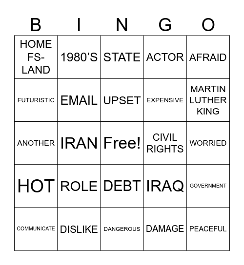 ASL Vocabulary (DM) Bingo Card