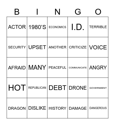 ASL Vocabulary (DM) Bingo Card
