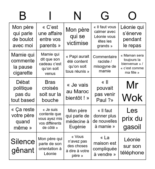 Le Bingo Card