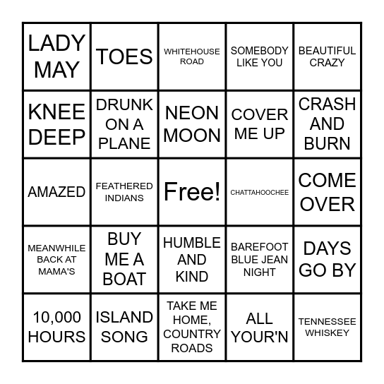 MELLOW COUNTRY Bingo Card