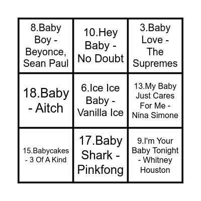Baby Platts Baby Bingo Card