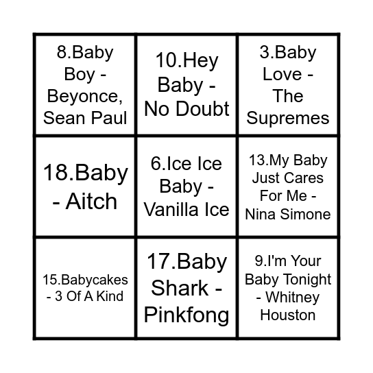 Baby Platts Baby Bingo Card