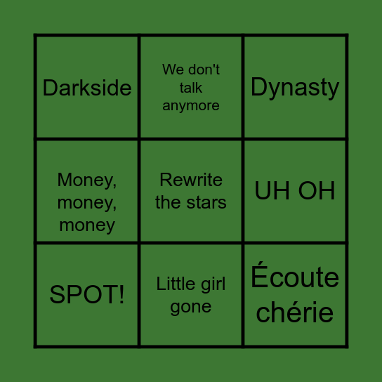 Muziekquiz Bingo Card