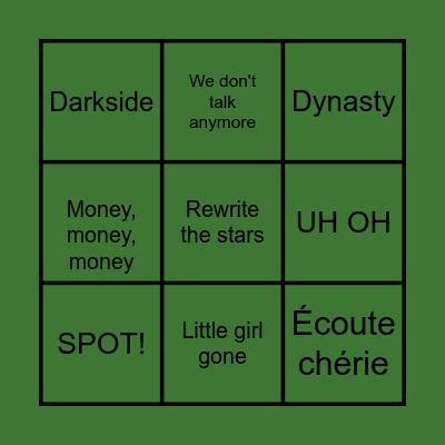 Muziekquiz Bingo Card