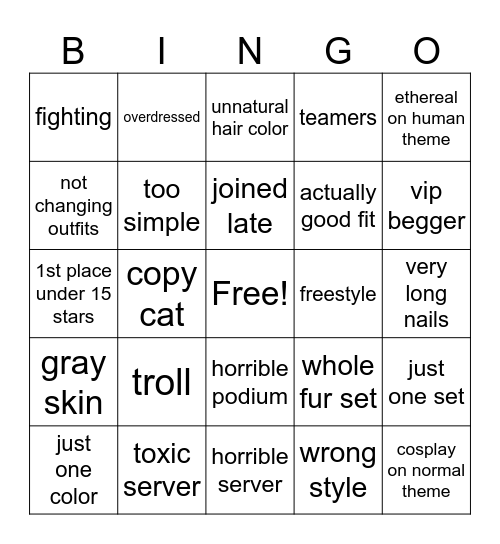 DTI Bingo Card