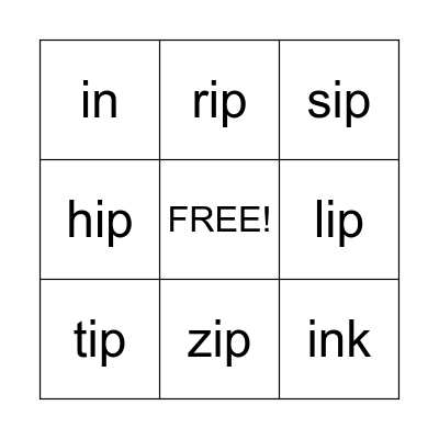 Phonics Bingo Card