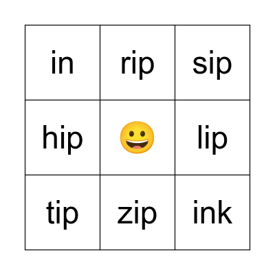 Phonics Bingo Card