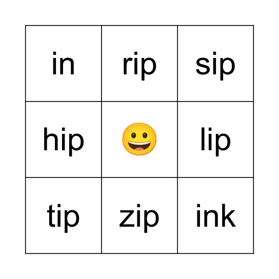 Phonics Bingo Card