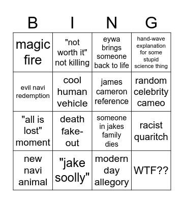 AVATAR 3 Bingo Card