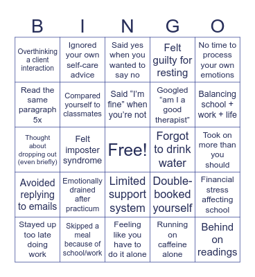 BURNOUT BINGO! Bingo Card